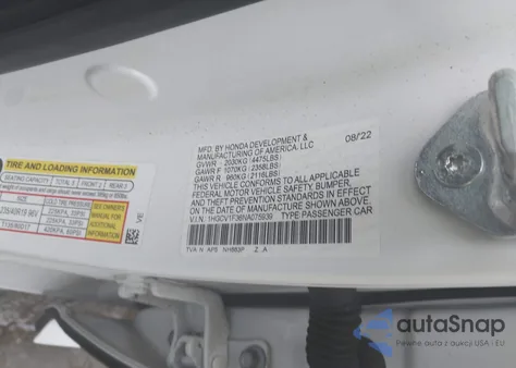 2022 Honda Accord Sport from USA, damaged, VIN 1HGCV1F36NA075939